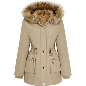 Womens Winter Coat Warm Thicken Puffer Jackets Khaki